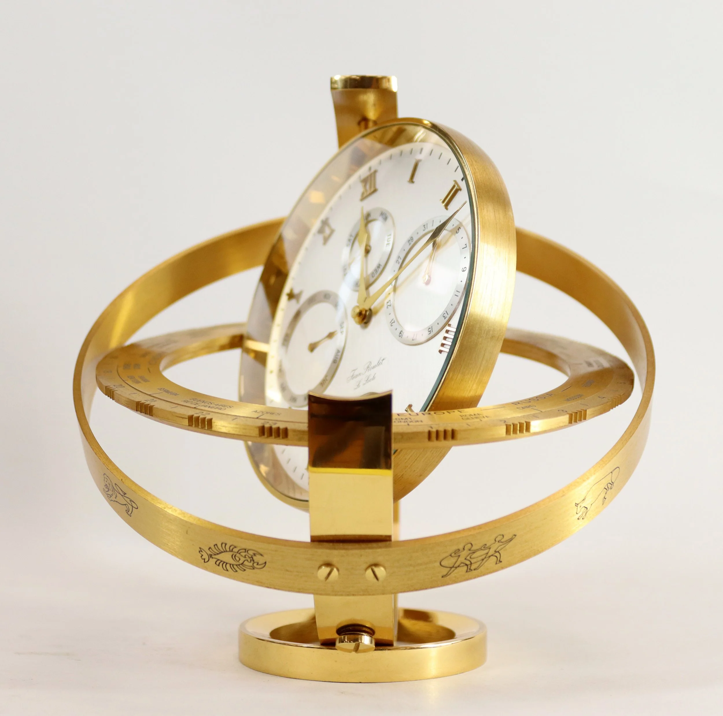 8a ジャン・ルーレ Jean Roulet Le Locle カレンダー付 置時計 ムーン 8a ジャン・ルーレ Jean Roulet Le Locle カレンダー付 置時計 ムーン